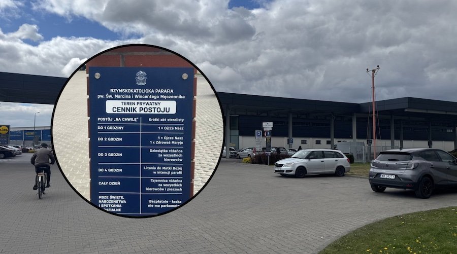 Opłata za postój pod kościołem. Nigdzie indziej nie znajdziemy takiego cennika