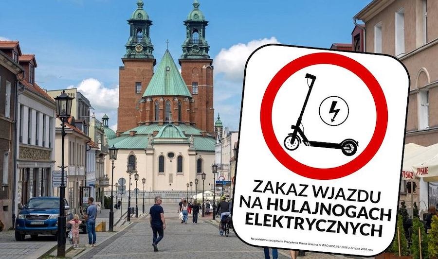 zakaz ruchu hulajnóg elektrycznych w Gnieźnie