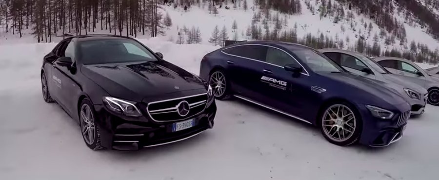 See How Mercedes-AMG Models Handle Ice, Get Stuck In Snowbank