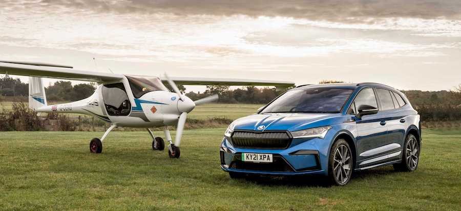 Skoda Enyaq 'Races' Electric Airplane In Zero-Emissions Duel On Land And Air