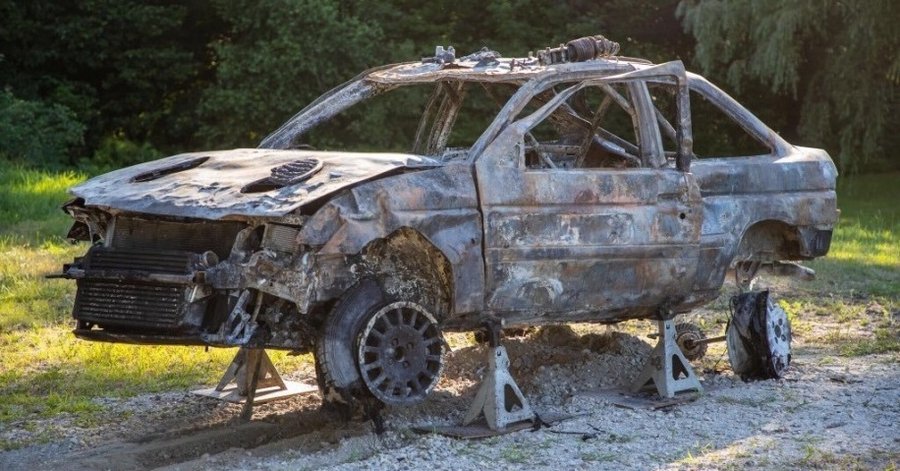 Here are aftermath pictures of Ken Block's burned Escort Cosworth