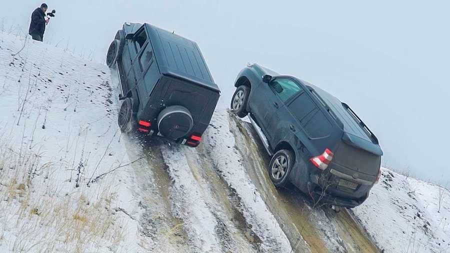 Watch European, Japanese, And Russian SUVs Attack A Steep Snowy Hill