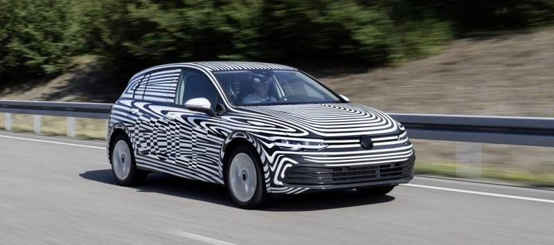 Eighth-generation VW Golf tries on a zebra suit before its debut