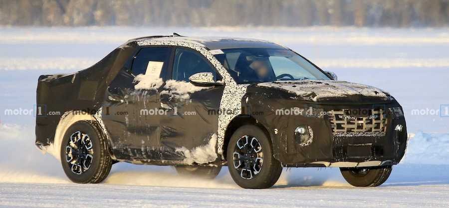 Hyundai Santa Cruz Pickup Spied Looking Snowy In 24 Photos