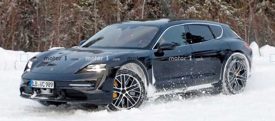 Porsche Taycan Sport Turismo Spied Playing In The Snow