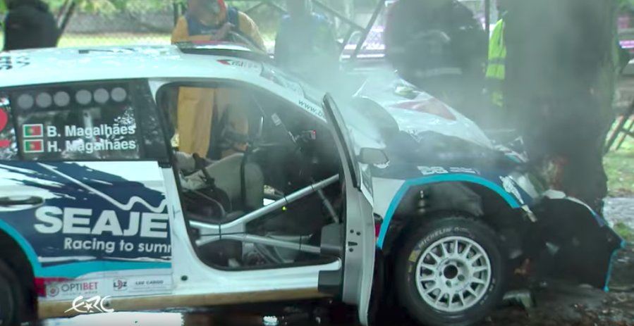 Watch This Skoda Fabia R5 Rally Car Hydroplane To A Brutal Stop
